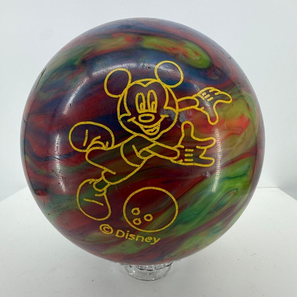 Brunswick Disney Mickey Mouse Cosmic Bowling Ball 8 LB Multicolor Swirl Engraved